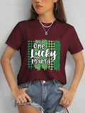 ONE LUCKY MAMA Round Neck T-Shirt