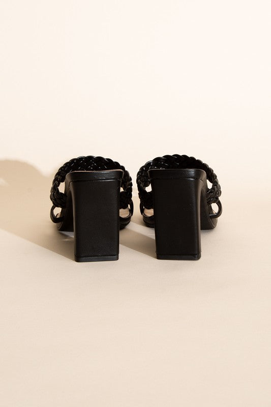SODA CARMEN BRAIDED STRAP SANDAL HEELS