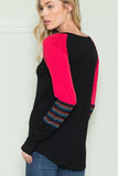 Solid Rainbow Sleeve Contrast Top