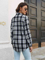 Plaid Collared Neck Buttoned Shirt with Pockets