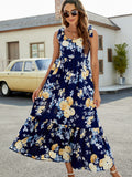 Floral Tie-Shoulder Sleeveless Dress