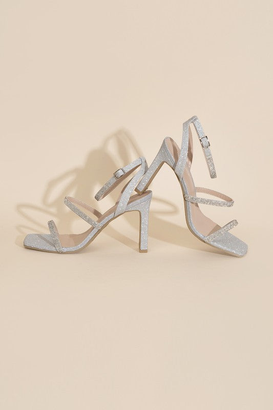 DEVIN SILVER RHINESTONE HEELS
