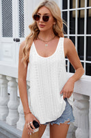 Eyelet Scoop Neck Wide Strap Tank