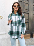 Plaid Button Up Collared Neck Long Sleeve Shirt