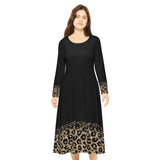 Gold Leopard Dipped Women's Long Sleeve Dance Dress