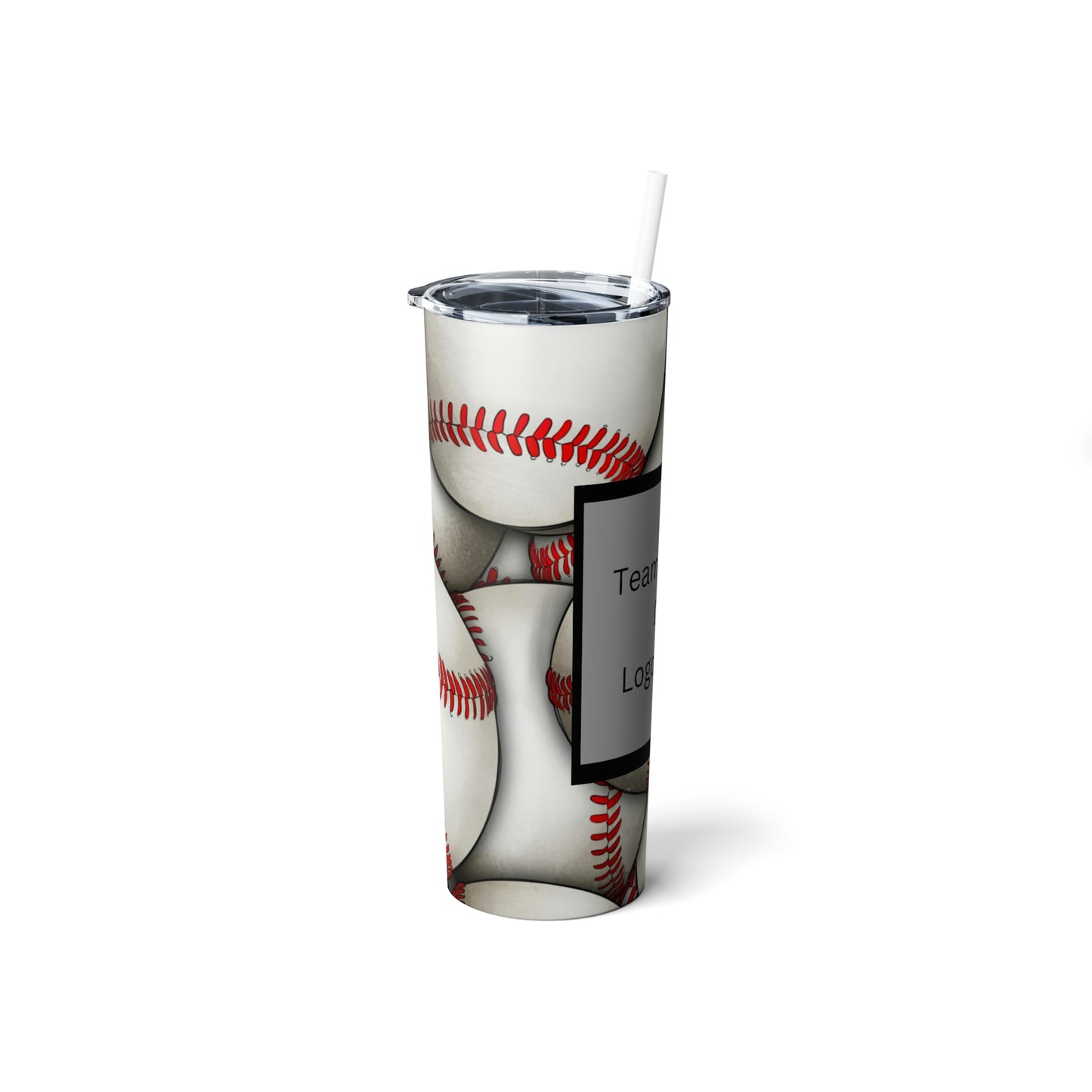 Baseball Team Name or Logo Skinny Steel Tumbler with Straw, 20oz