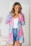 Double Take Floral Open Front Long Sleeve Cardigan