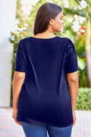 Plus Size Square Neck Puff Sleeve Tee