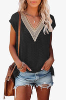 Eyelet Contrast V-Neck Tee