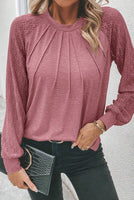 Heathered Round Neck Long Sleeve T-Shirt