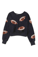 Sequin Football Patch Open Back Sweatshirt