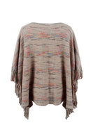 Round Neck Fringe Detail Sleeve Poncho