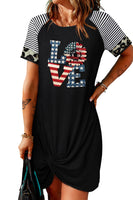 Mixed Print Graphic Twisted Dress