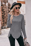 Buttoned Hem Detail Ribbed Top