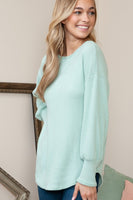 Solid Hacci Long Sleeve Sweater Top