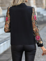 Printed Tie Neck Long Sleeve Blouse