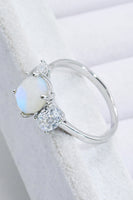 Natural Moonstone and Zircon Ring
