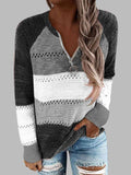 Full Size Color Block Half Zip Sweater