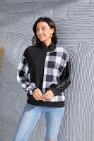 Plaid Exposed Seam Long Sleeve Blouse