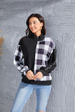 Plaid Exposed Seam Long Sleeve Blouse