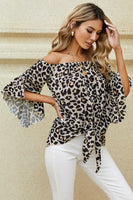 Printed Off-Shoulder Flounce Sleeve Top