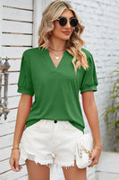 Notched Ruched Short Sleeve T-Shirt