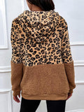 Leopard Drawstring Long Sleeve Hoodie