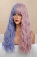 13*1" Full-Machine Wigs Synthetic Long Wave 26" in Blue/Pink Split Dye