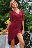 Flare Sleeve Surplice Tulip Hem Dress