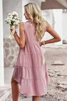 Button Down Collared Sleeveless Dress