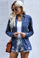 Distressed Snap Down Denim Jacket