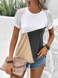 Color Block Raglan Sleeve Round Neck Tee