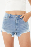 LOVE TREE Raw Hem Cat's Whisker Denim Shorts