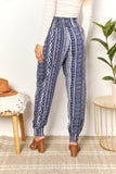 Double Take Geometric Print Tassel High-Rise Pants