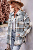 Plaid Long Sleeve Shirt Jacket with Pockets