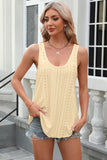 Eyelet Scoop Neck Wide Strap Tank