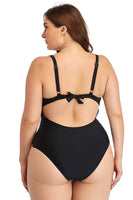 Plus Size Spliced Mesh Tie-Back One-Piece Swimsuit