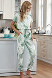 Tie-Dye Short Sleeve Jumpsuit with Pockets