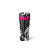 Polka Dot Marilyn Skinny Steel Tumbler with Straw, 20oz