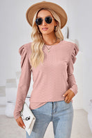 Round Neck Puff Sleeve Blouse