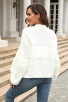 Fringe Trim Open Front Cardigan