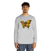 Faith Butterfly & sunflowers Long Sleeve Crewneck Tee