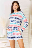 Double Take Tie-Dye Dropped Shoulder Lounge Set