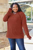 Basic Bae Full Size Ribbed Round Neck Long Sleeve Knit Top