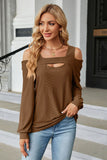 Cold Shoulder Square Neck Cutout Blouse