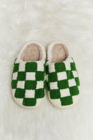 Melody Checkered Print Plush Slide Slippers