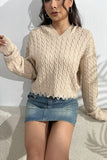 Cable-Knit Dropped Shoulder Hooded Sweater