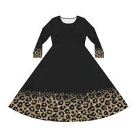 Gold Leopard Dipped Women's Long Sleeve Dance Dress