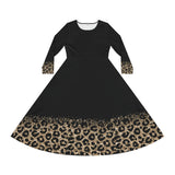 Gold Leopard Dipped Women's Long Sleeve Dance Dress