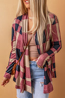 Plaid Open Front Cardigan